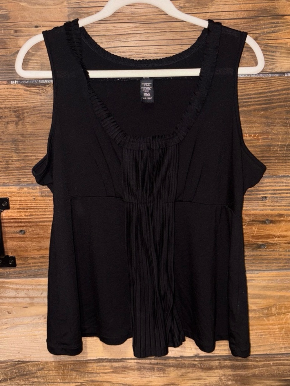 Apostrophe Black Pleated Front Sleeveless Tank
